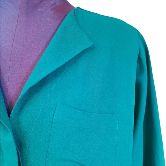 H&M Balloon Sleeve Button Down Long Sleeve Blouse Teal Size‎ 12 Women's - Picture 5 of 10